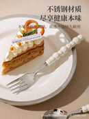 Axyaa Pearl Byen Ceramic Handle Cutlery Spoon Fork Set