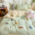 Axyaa Animal Paradise Embroidery 4-Piece Cotton Towel & Bedding Set for Home and Dorm