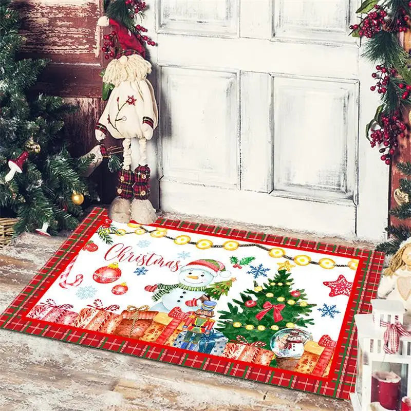 Christmas Dwarf Print Floor Mat for Living Room and Balcony Decoration by Axyaa