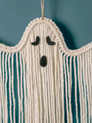 Axyaa White Macrame Ghost Wall Hanging Tapestry, Hand-Woven Tassels for Home Décor