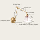 Axyaa Vintage LED Wall Lamp Swing Long Arm Loft Glass Copper Light for Bedroom