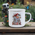 Axyaa Festive Red Car Enamel Mug Christmas Drinkware for Cozy Holidays