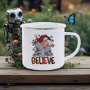 Axyaa Festive Red Car Enamel Mug Christmas Drinkware for Cozy Holidays
