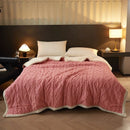 Axyaa Geometric Pattern Fleece Winter Blanket, Queen Size Plush Bedspread