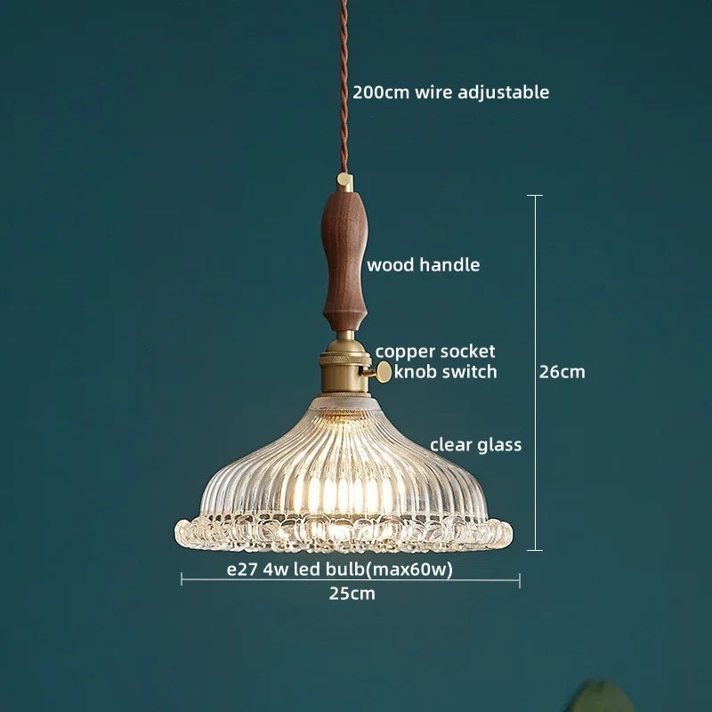 Axyaa Copper Glass LED Pendant Light - Nordic Style for Bedroom, Kitchen, Bar, Stairway