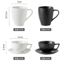 Axyaa Frosted Stone Ceramic Latte Flower Cup - Retro Luxury Black & White Mug