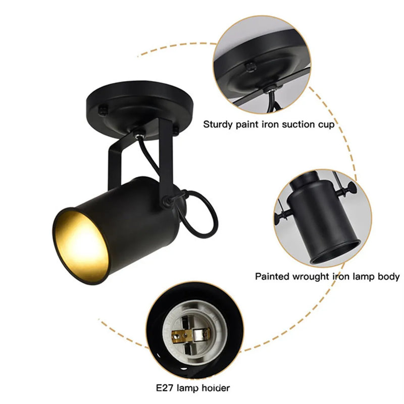 Axyaa Wrought Iron E27 Spotlight Accent Lamp - Adjustable Flush Mount for Loft, Cafe, Store