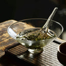 Axyaa Glass Teacup & Spoon Set: Bamboo Hat Design Kung Fu Tea Ware