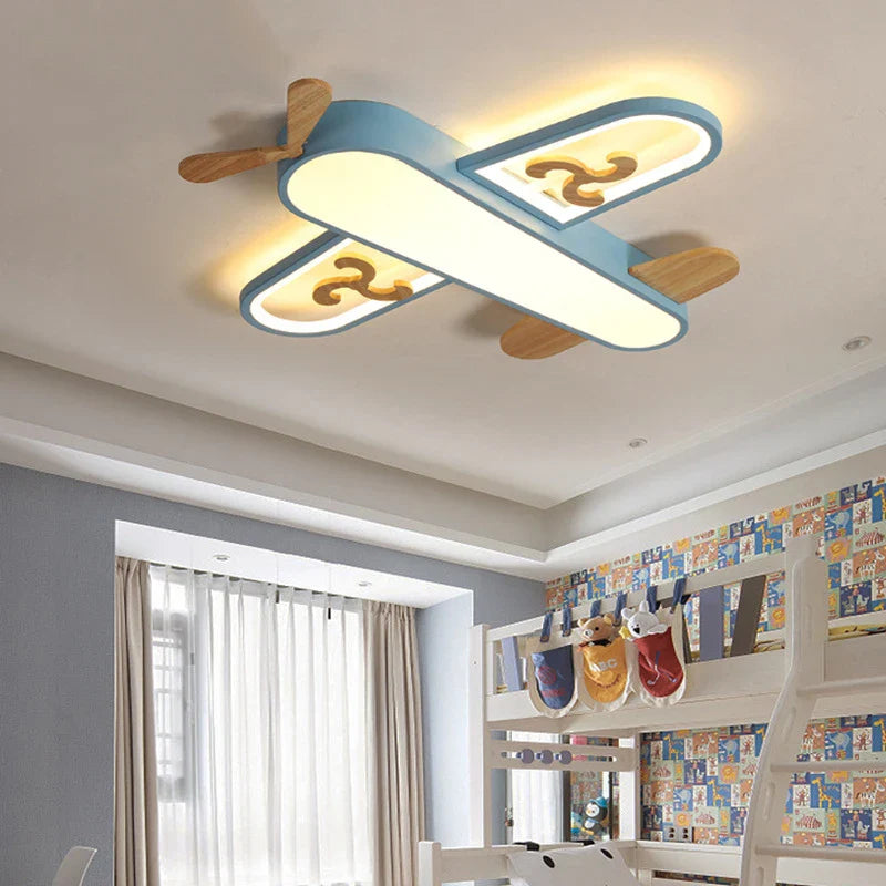 Axyaa Kids Wood Metal Plane Pendant Lights Nursery School LED
