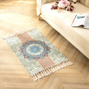 Axyaa Cotton Linen Tassel Rug Carpets for Home Decor - Boho Ethnic Anti-slip Floor Mat