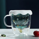 Axyaa Double Layer Christmas Star Wish Glass Mug with Lid