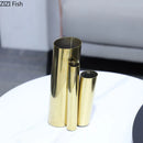 Axyaa Golden Stainless Steel Round Vase - Minimalist Plant Pot for Room Aesthetic Decor