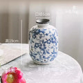 Axyaa Blue and White Peony Ceramic Vase for Living Room Decoration