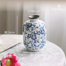 Axyaa Blue and White Peony Ceramic Vase for Living Room Decoration