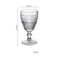Axyaa Vintage Clear Embossed Goblet for Wine 10oz Stemware Glass Cup