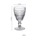 Axyaa Vintage Clear Embossed Goblet for Wine 10oz Stemware Glass Cup