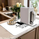 Axyaa Watercolor Black Absorbent Draining Mat - Quick Dry Kitchen & Bathroom Drain Pad