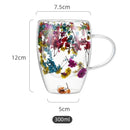 Axyaa Double Wall Glass Cup with Dried Flower Handle