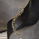 Axyaa Crystal Chandelier Stair Pendant Lamp - Modern Living Room Interior Lighting