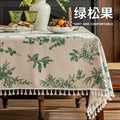 Axyaa Floral Tassel Edge Tablecloth Rectangle Cover - Pastoral Style