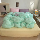 Axyaa Washed Cotton Bedding Set: Duvet Cover, Pillowcase, Top Sheet