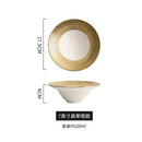 Axyaa Golden Grid Ceramic Salad Bowl - Nordic Style High-end Tableware