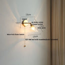 Axyaa Modern White Glass Copper Wall Sconce, Pull Chain Switch Stair Light