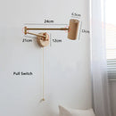 Axyaa Modern Wood and Iron Swing Sconce Light Spot Bulb with Pull Switch
