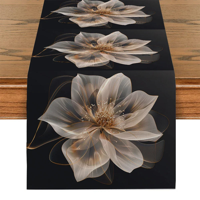 Axyaa Floral Translucent Flowers Table Runner for Elegant Home Decor & Event Centerpieces.