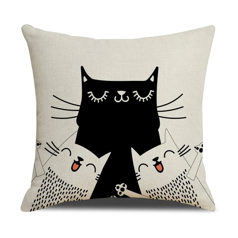 Axyaa Cat Print Cushion Cover for Stylish Home Decor and Comfort