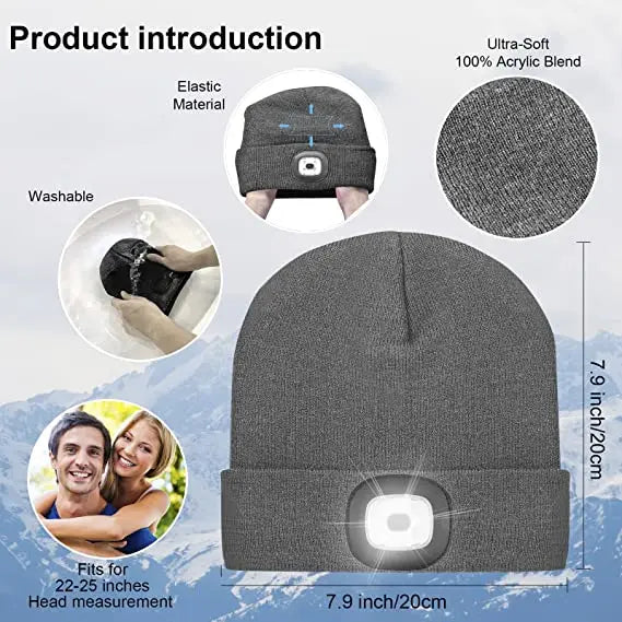 Axya LED Beanie: Handsfree Lighted Knit Hat for Night Activities