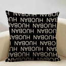 Axyaa Black White Yellow English Letter Design Linen Pillowcase 45x45cm