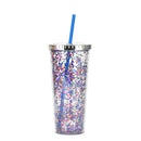 Axyaa Glitter Double Layer Sippy Cup, Large Capacity Reusable Coffee Milk Tea Cup