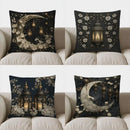 Axyaa Moon Flowers & Lanterns Decorative Pillow Cover