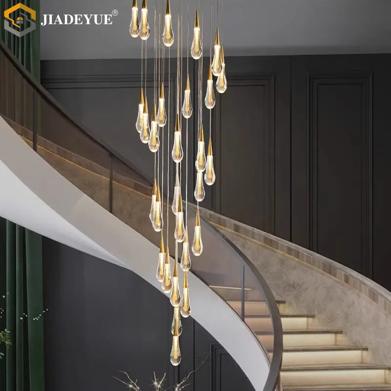 LED Staircase Chandelier by Axyaa: Modern Lighting for Living Room, Villa, Duplex Building