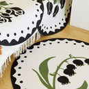 Axyaa French Rose Round Carpet - Autumn Winter Girl Bedroom Area Rug