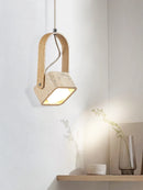 Axyaa Modern Travertine Pendant Light GX53 LED Natural Yellow Stone for Indoor Lighting