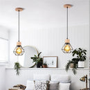 Axyaa Wood Iron Cage Pendant Lamp 1/3 Heads for Living Room Kitchen Restaurant