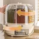 Axyaa Rotating Rice & Cereal Dispenser Box - Multi-Section Dry Food Storage