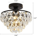 Axyaa Modern Black K9 Crystal Ceiling Light - LED Bulbs included