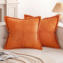 Axyaa Corduroy Boho Striped 18x18 Inch Throw Pillow Covers for Couch Sofa