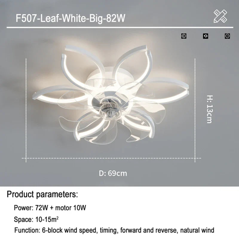 Axyaa Bladeless Ceiling Fan with Dimmable Light and Control for Home Bedroom Living Room