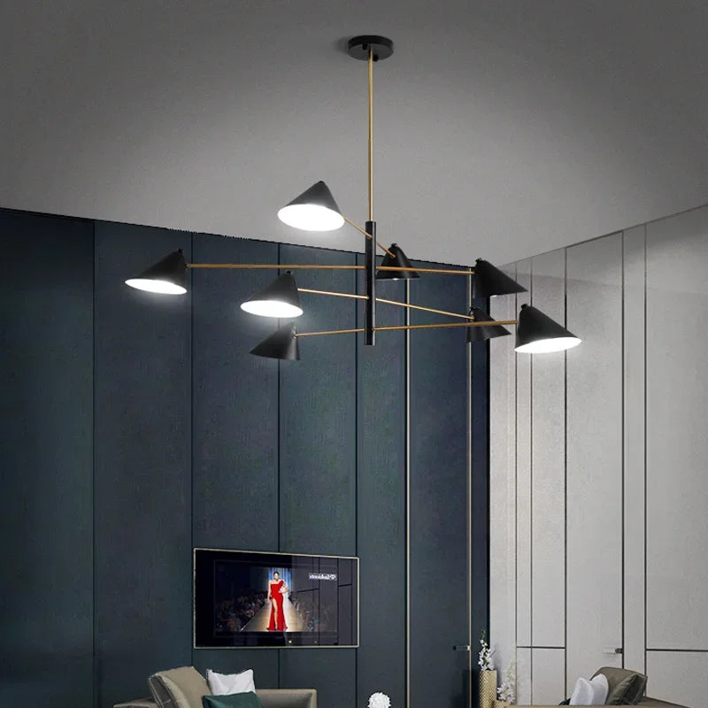 Axyaa Cone Shape Pendant Light: Creative Minimalist Art Chandelier for Living Room