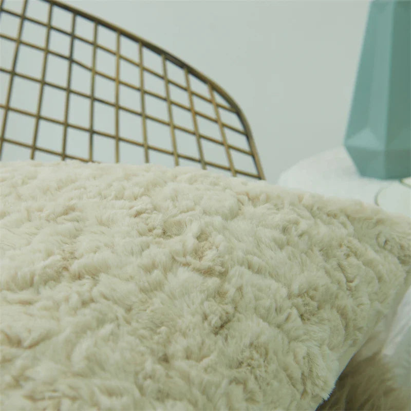 Beige Plush Pillow Cover 45*45cm - Axyaa Home Decor Essential