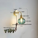Axyaa Green Class Ball LED Wall Light Fixture with Copper Socket Switch