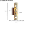 Axyaa Nordic LED Wall Lamp Sconce Wood Canopy Column Terrazzo Mirror Light