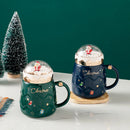 Axyaa Santa Claus Ceramic Coffee Mug with Snow Globe Lid - Christmas Gift