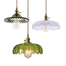 Axyaa Nordic Green Glass LED Pendant Light with Copper Socket for Modern Spaces