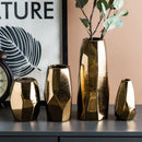 Axyaa Gold Geometric Ceramic Vase - Nordic Light Luxury Dry Flower Ornament