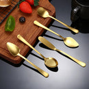 Axyaa Golden Stainless Steel Tableware Desserts Ice Cream Salad Spoon Set